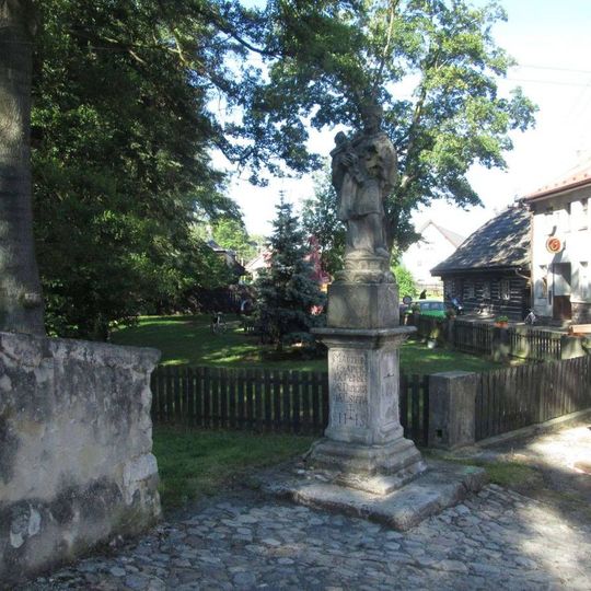 Statue of John of Nepomuk nearby the bridge in Dobřív