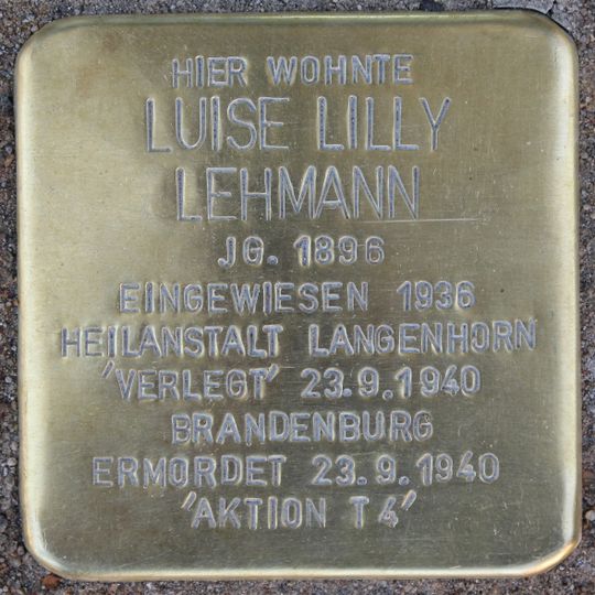 Stolperstein dedicated to Luise Lilly Lehmann