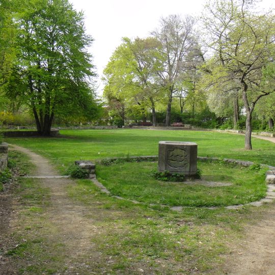 Fountain with fish relief