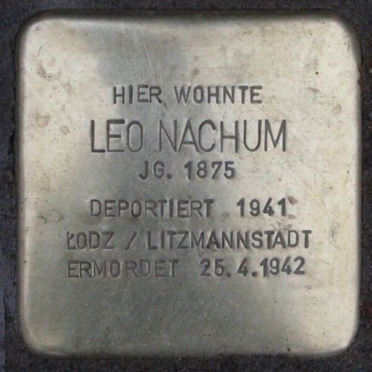 Stolperstein dedicated to Leo Nachum