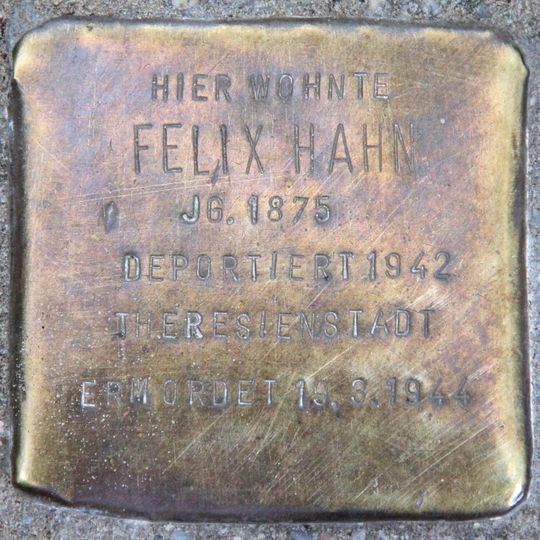 Stolperstein dedicated to Felix Hahn