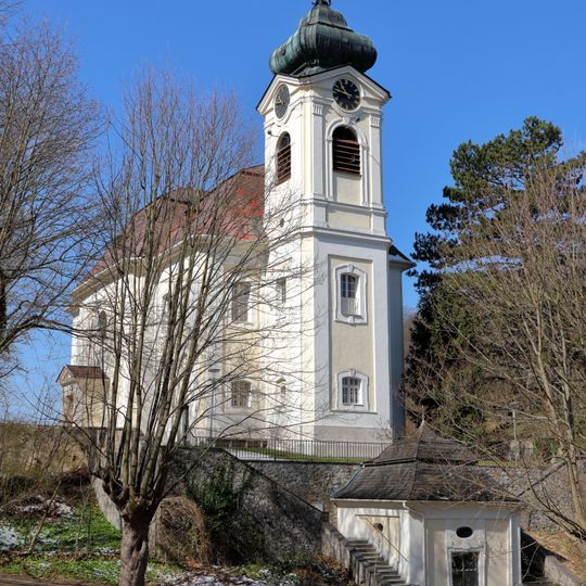 Kath. Pfarrkirche, Wallfahrtskirche hl. Jakob der Ältere und Ummauerung mit Stiegenanlage