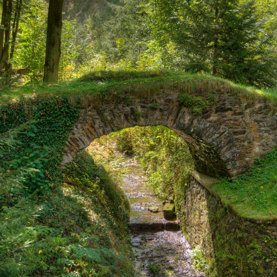 Stone arch bridge over the Brtnický potok in Český Šternberk