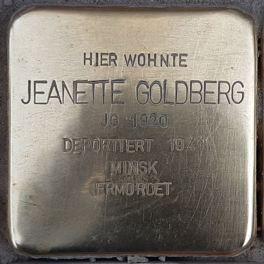 Stolperstein dedicated to Jeanette Goldberg