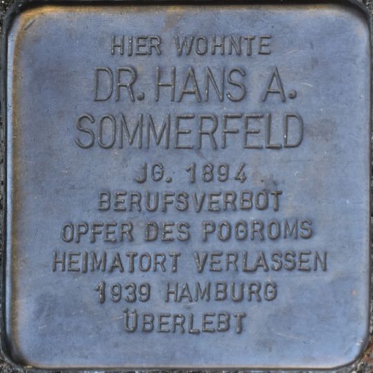 Stolperstein dedicated to Hans A. Sommerfeld