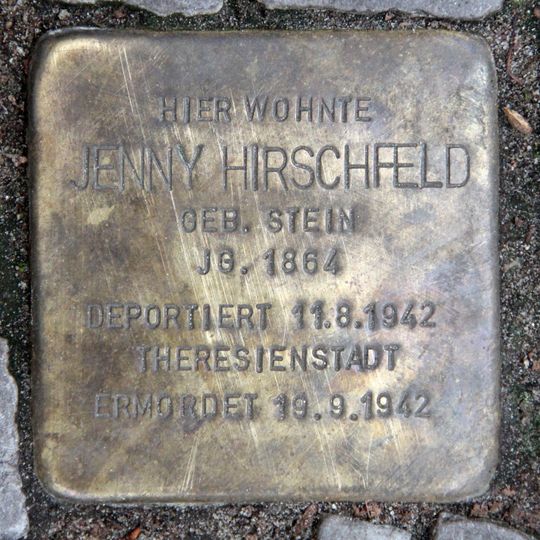 Stolperstein dedicated to Jenny Hirschfeld