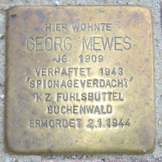 Stolperstein dedicated to Georg Mewes