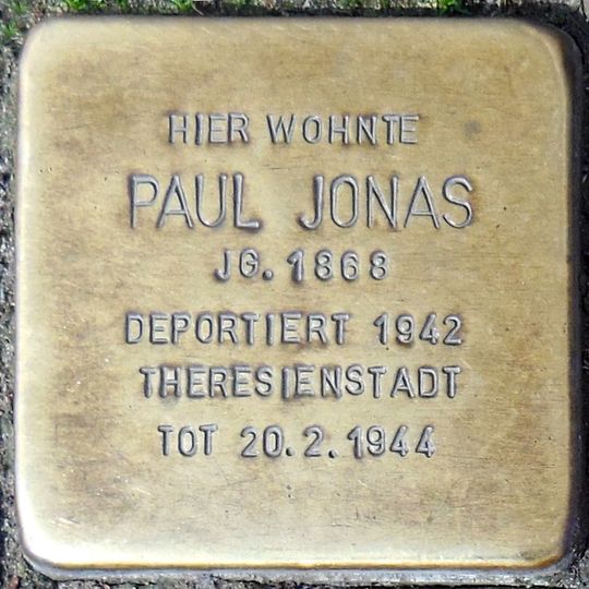 Stolperstein dedicated to Paul Jonas