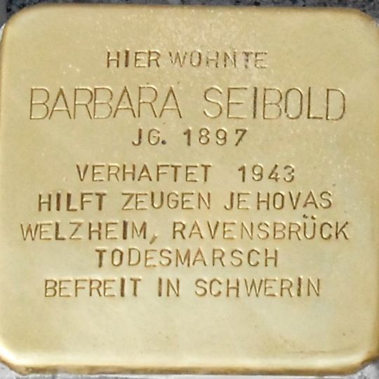 Stolperstein en memoria de Barbara Seibold