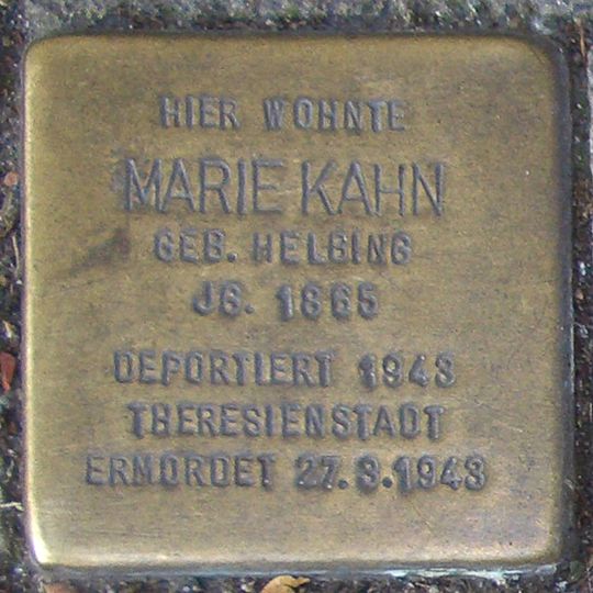 Stolperstein dedicated to Marie Kahn