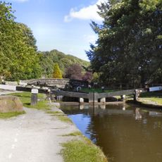 Rochdale Canal Lock Number 9 And Attached Footbridge