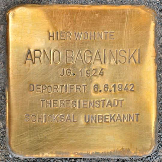 Stolperstein dedicated to Arno Bagainski