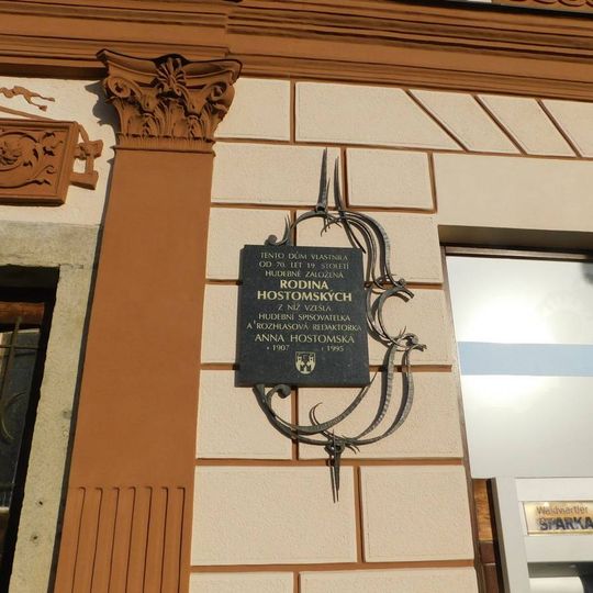 Plaque to Hostomský family, Pelhřimov