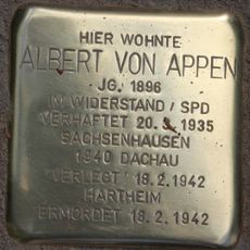 Stolperstein dedicated to Albert von Appen