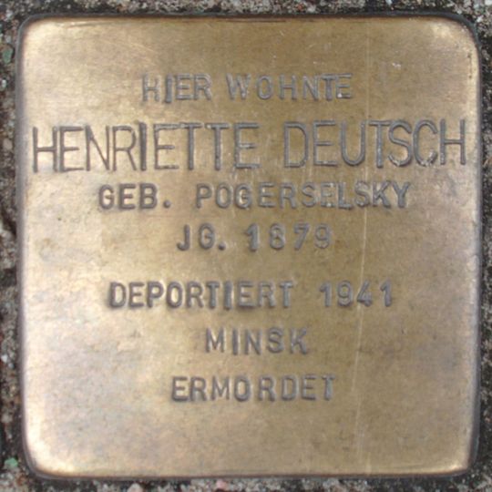 Stolperstein dedicated to Henriette Deutsch