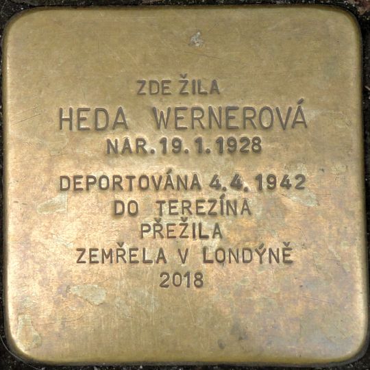 Stolperstein dedicated to Heda Wernerová