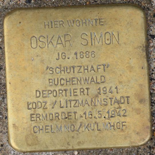 Stolperstein dedicated to Oskar Simon