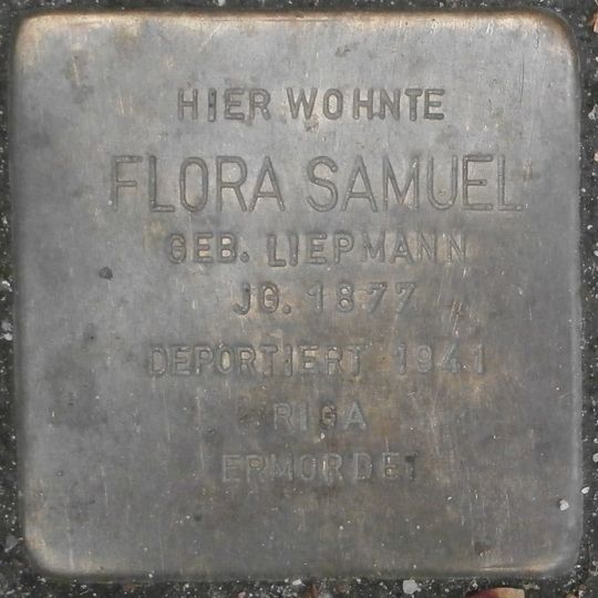 Stolperstein dedicated to Flora Samuel