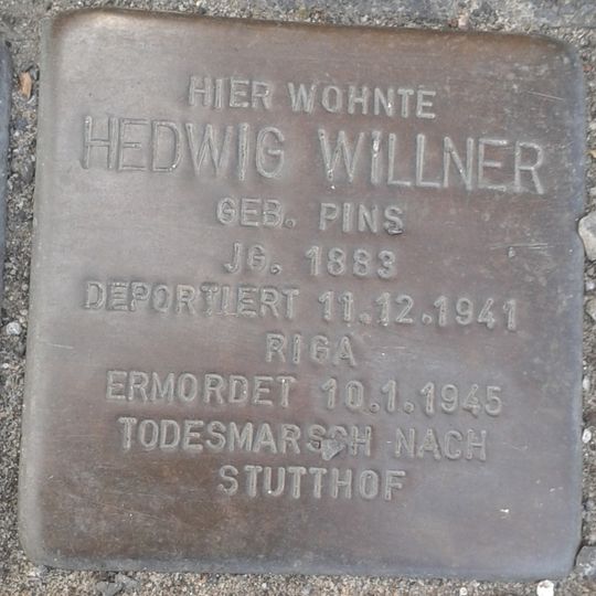 Stolperstein dedicated to Hedwig Willner
