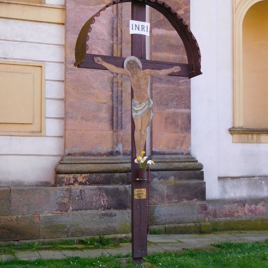 Cross in front of Church of St. James