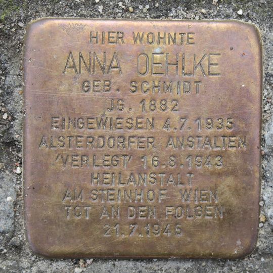 Stolperstein en memoria de Anna Oehlke