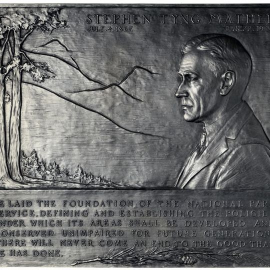 Mather Plaque in Yellowstone National Park