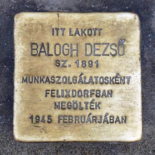 Stolperstein en memoria de Balogh Dezső