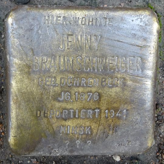 Stolperstein dedicated to Jenny Braunschweiger