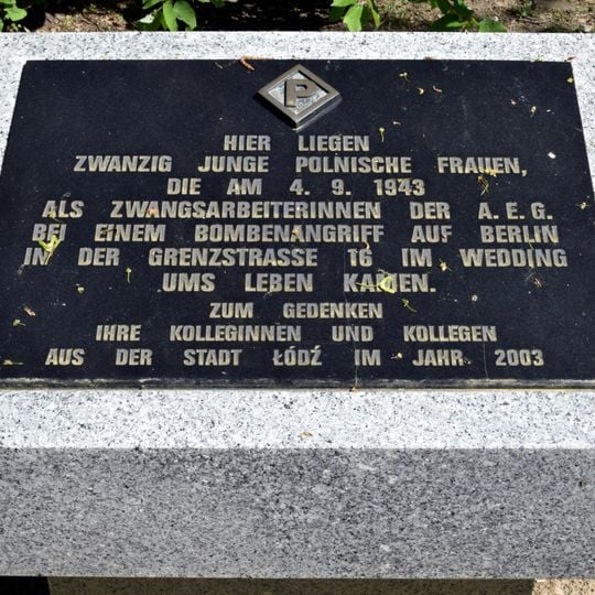 Memorial stone for 20 female forced labourers from Poland