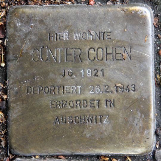 Stolperstein dedicated to Günter Cohen
