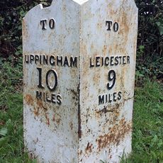 Milepost, Uppingham road, by The Coplow Centre, E end of village