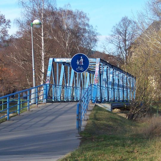 Old footbridge over the Litavka in Beroun