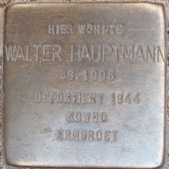 Stolperstein dedicated to Walter Hauptmann