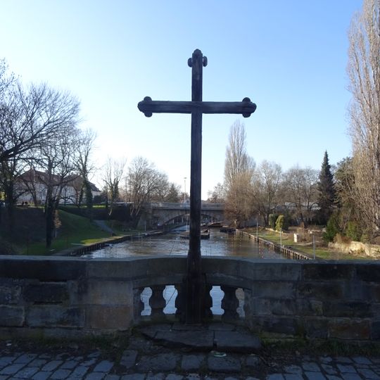 Cross on the stone bridge in Brandýs nad Labem