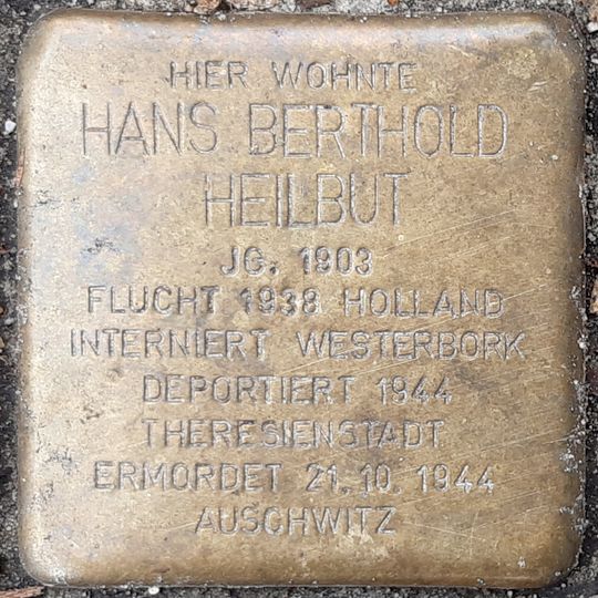 Stolperstein dedicated to Hans Berthold Heilbut