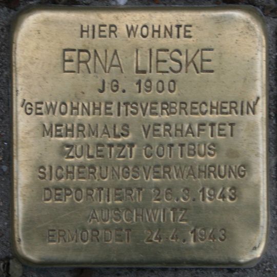 Stolperstein für Erna Lieske