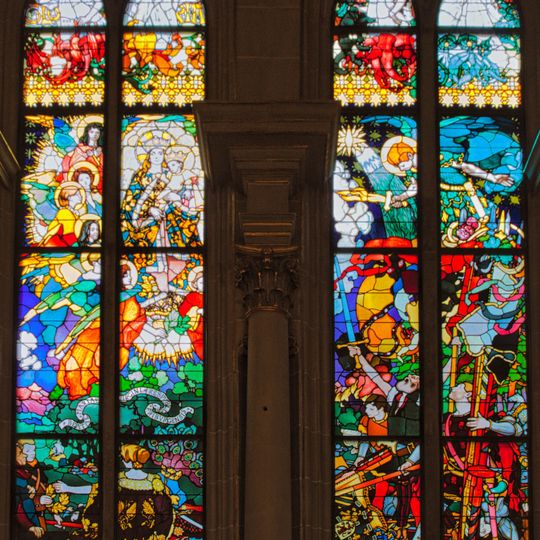 Stained-glass windows of Our Lady of Victory in the cathedral of Fribourg