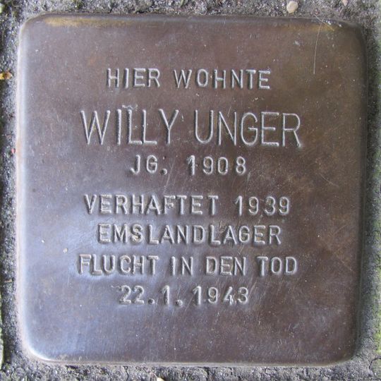 Stolperstein à la mémoire de Willy Unger