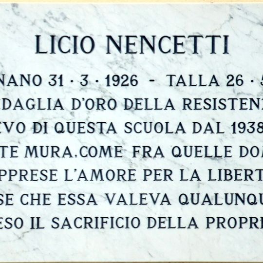 Plaque to Licio Nencetti