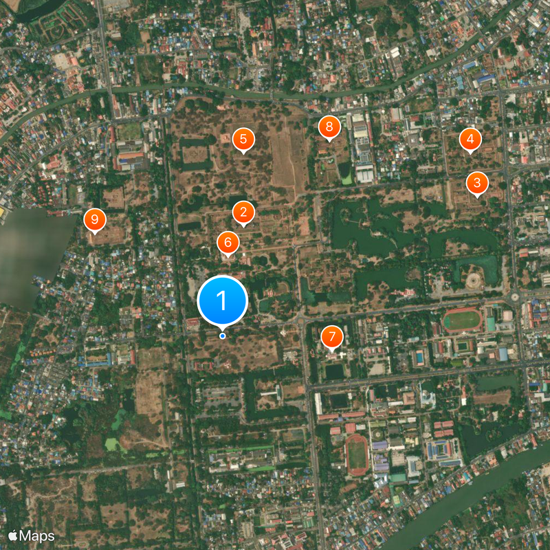 Parque histórico de Ayutthaya Mapa