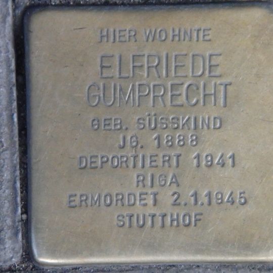 Stolperstein dedicated to Elfriede Gumprecht