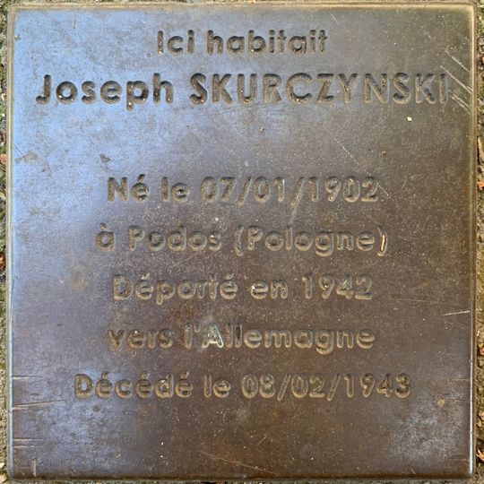 Stoleperstein à la mémoire de Joseph Skurczynski