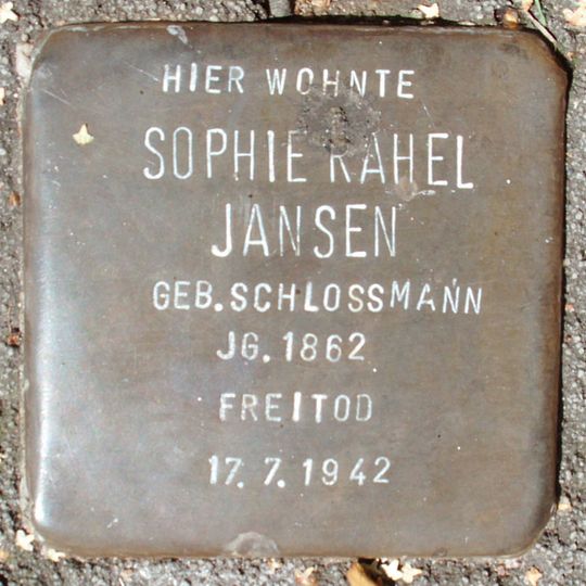 Stolperstein en memoria de Sophie Rahel Jansen