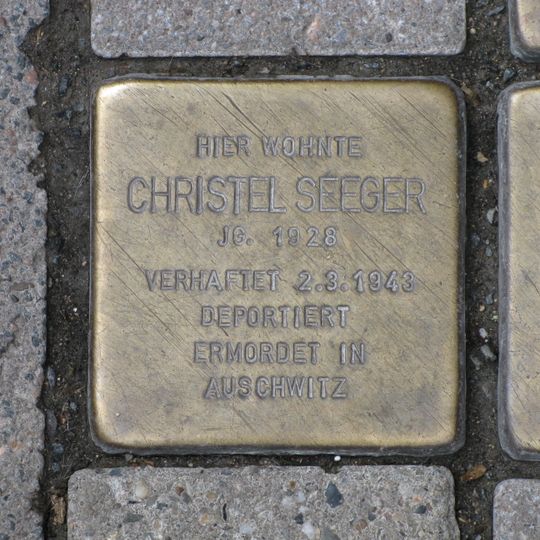 Stolperstein dedicated to Christel Seeger
