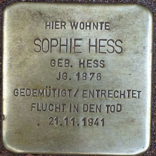 Stolperstein dedicated to Sophie Hess