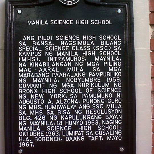Manila Science High School historical marker