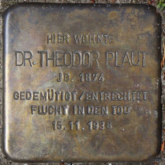 Stolperstein dedicated to Theodor Plaut