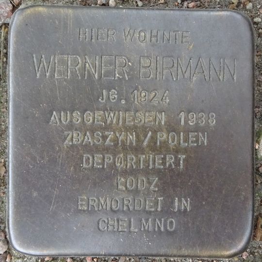 Stolperstein en memoria de Werner Birmann