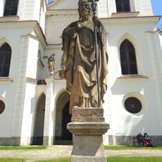 Socha svatého Cyrila u schodiště do kostela Narození Panny Marie v Želivi