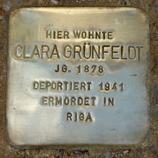 Stolperstein dedicated to Clara Grünfeldt